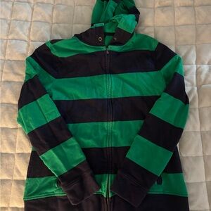 Talbots Green And Navy Zip-Up Hoodie